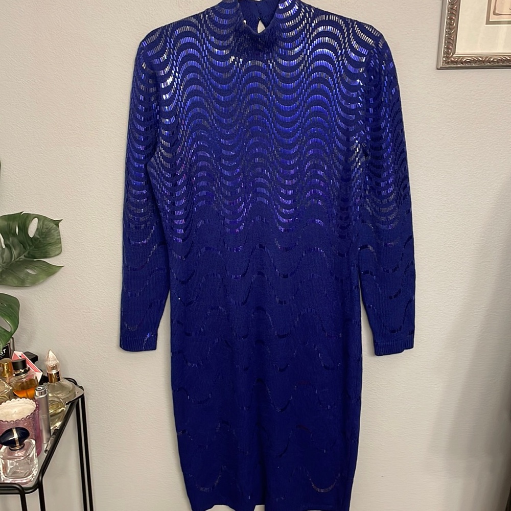 St. JOHN by Marie Gray Vintage Royal Blue Sequin Dress Size 8